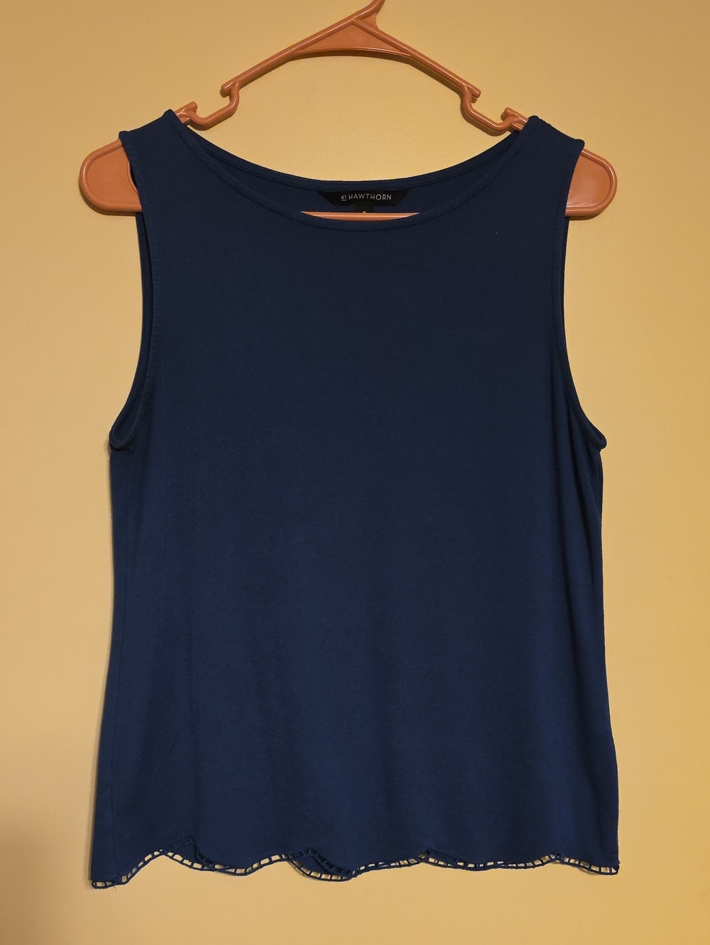 41 Hawthorn Navy Scalloped Hem Tank